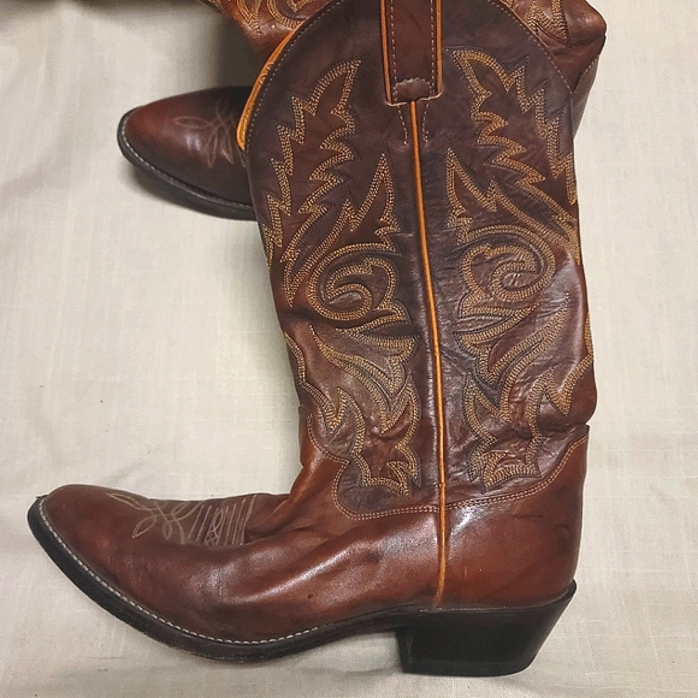Justin Brown Leather Dress Boot Size 9.5D Mens